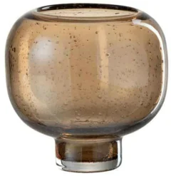 LANA DECO - Vase sur pied en verre "rimo" 16cm marron & ambre