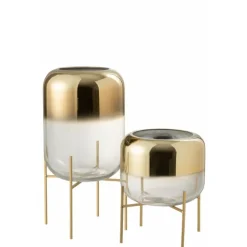 LANA DECO - Vase sur pied design "oceanne" 36cm or