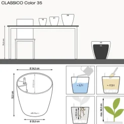 LECHUZA - Pot Classico Color en polypropylène, blanc D35 x H. 33 cm