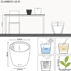 LECHUZA - Pot Classico Premium LS, coloris anthracite métallisé D.21cm