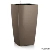 LECHUZA - Pot Cubico Premium en polypropylène, taupe L. 30 x l. 30 x H. 56 cm