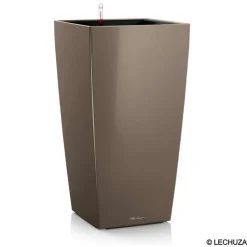 LECHUZA - Pot Cubico Premium en polypropylène, taupe L. 30 x l. 30 x H. 56 cm