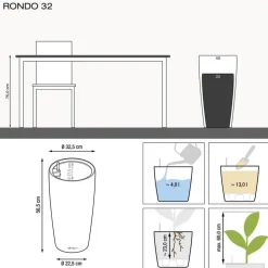 LECHUZA - Pot Rondo, coloris blanc D.32xH.56cm