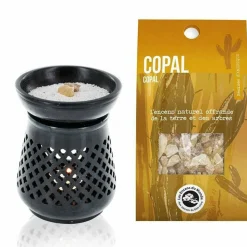 LES ENCENS DU MONDE - Diffuseur porte-encens en pierre noire + résine de copal