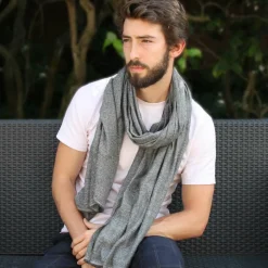 LES JARDINS DE LA COMTESSE - Echarpe cachemire et laine gris foncé