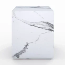 Lison - table d'appoint effet marbre blanche
