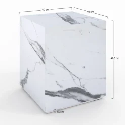 Lison - table d'appoint effet marbre blanche