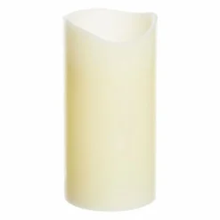 LOTTI - Bougie en cire naturelle ivoire à piles 2 led blanc chaud effet flamme h20cm l10cm timer lotti