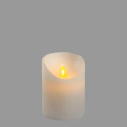 LOTTI - Bougie led à piles cire véritable blanche flamme vacillante h10cm timer blanc chaud lotti