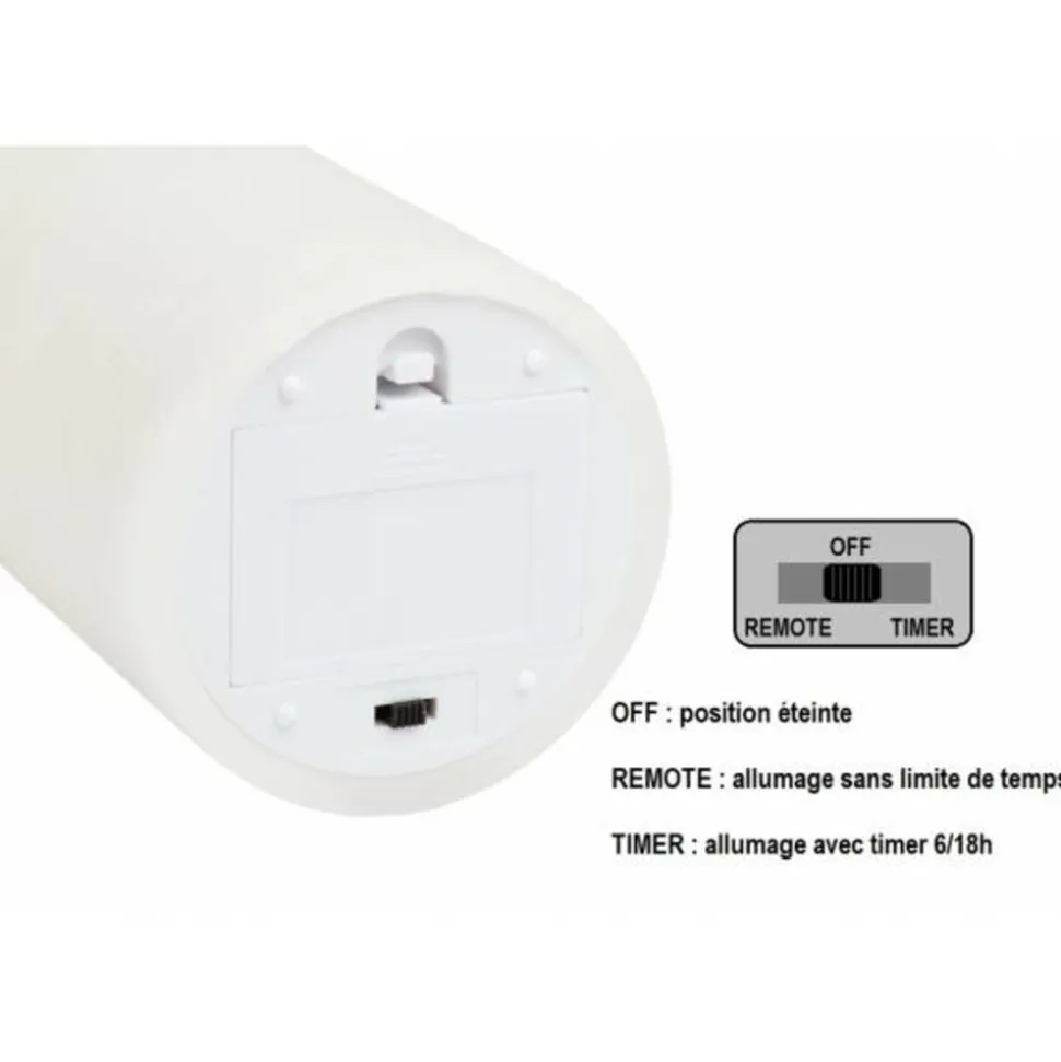LOTTI - Bougie led à piles cire véritable blanche flamme vacillante h10cm timer blanc chaud lotti