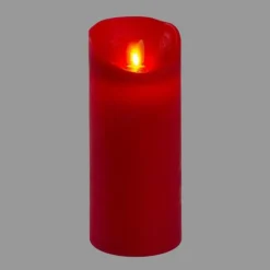 LOTTI - Bougie led en cire rouge flamme vacillante à piles h18cm timer blanc chaud lotti