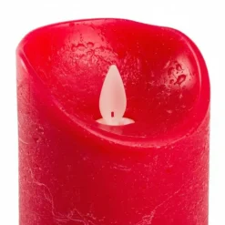 LOTTI - Bougie led en cire rouge flamme vacillante à piles h18cm timer blanc chaud lotti