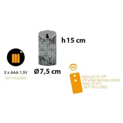 LOTTI - Bougie led en cire ivoire à piles flamme en mouvement h15cm blanc chaud timer lotti