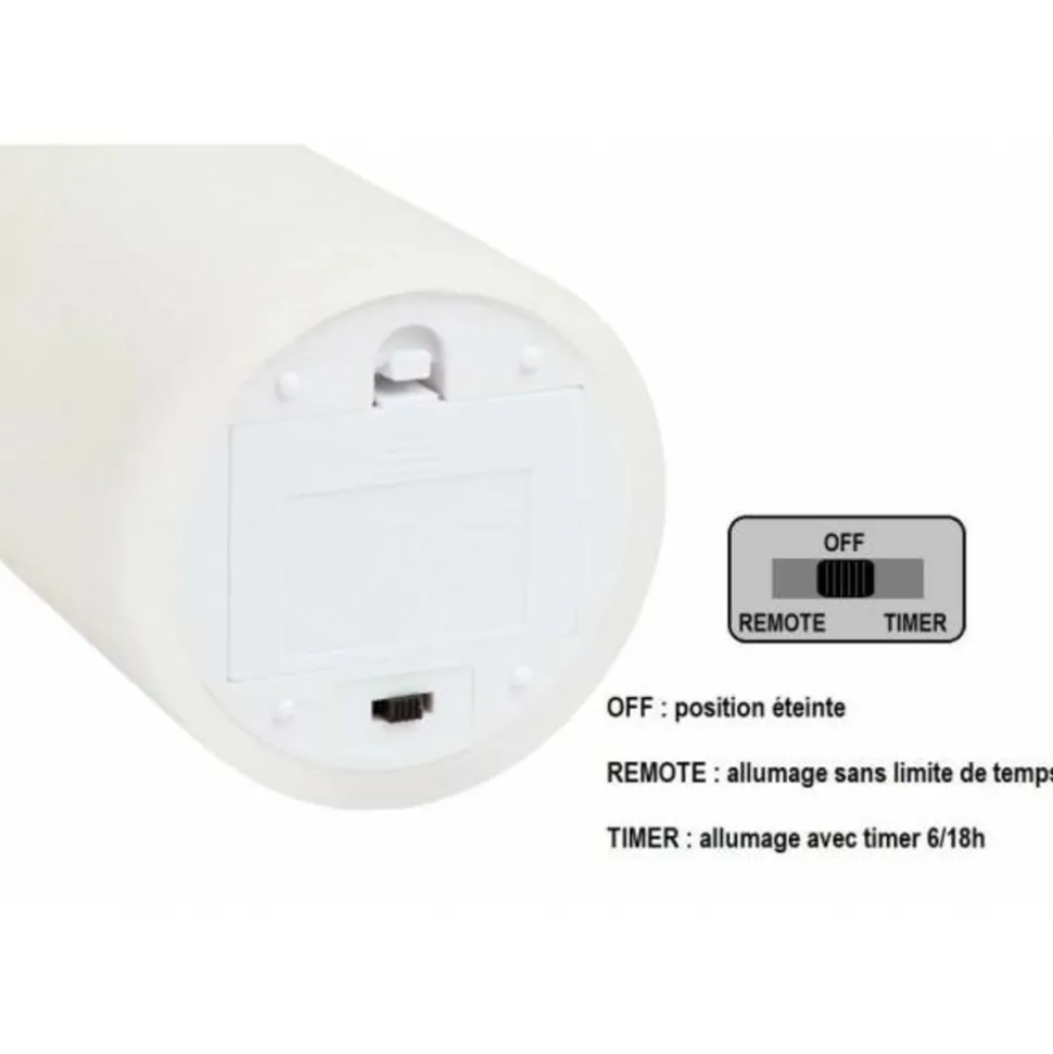 LOTTI - Bougie led en cire ivoire à piles flamme en mouvement h15cm blanc chaud timer lotti