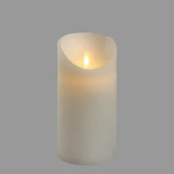 LOTTI - Bougie led flamme oscillante cire rustique blanche à piles h15cm timer blanc chaud lotti