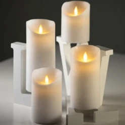 LOTTI - Bougie led flamme oscillante cire rustique blanche à piles h15cm timer blanc chaud lotti