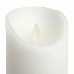 LOTTI - Bougie led flamme oscillante cire rustique blanche à piles h15cm timer blanc chaud lotti