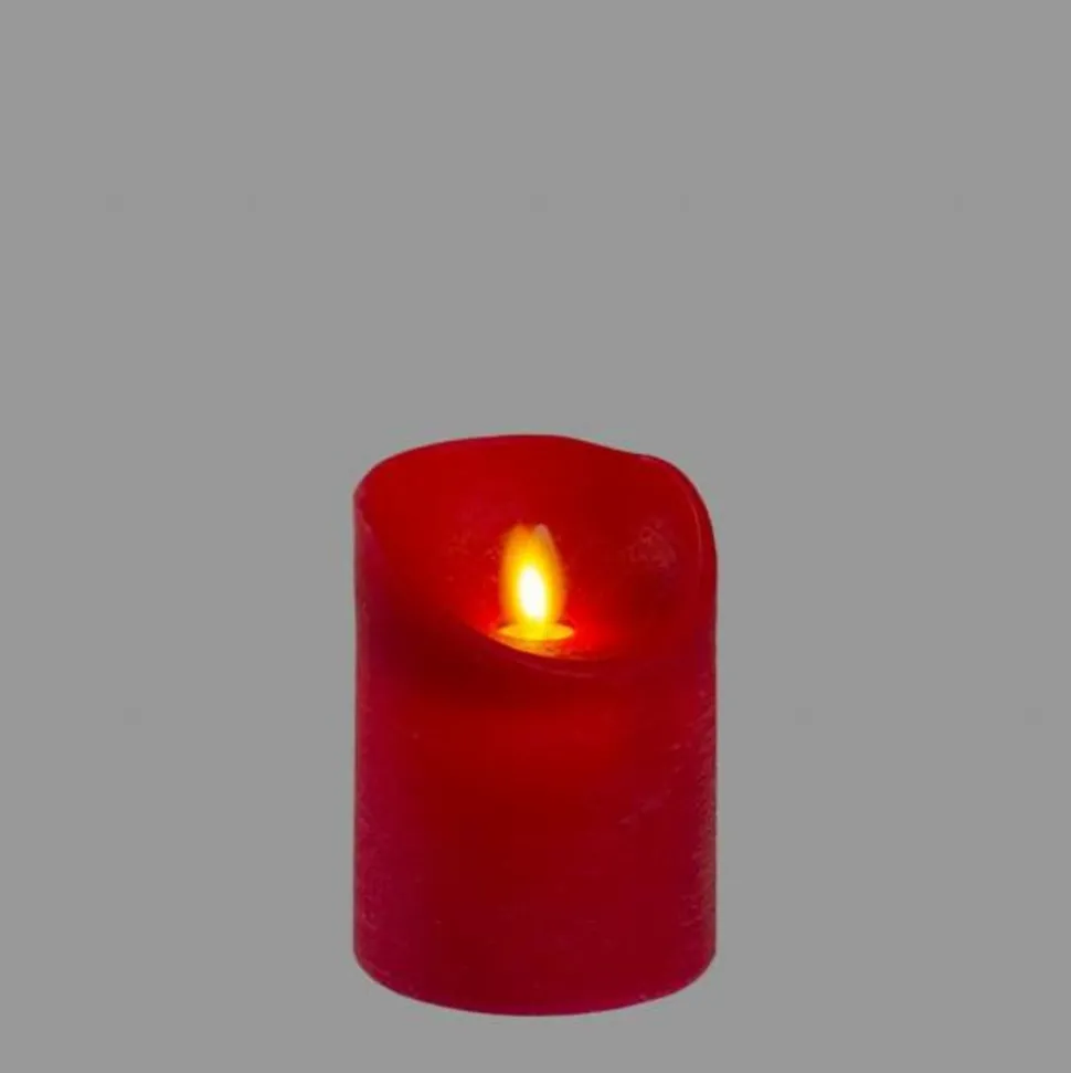LOTTI - Bougie led vraie cire rouge à piles flamme vacillante h10cm timer blanc chaud lotti
