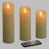 LOTTI - Lot de 3 bougies cylindriques ø5,2cm cire couleur ivoire finition rustique rustic led blanc chaud lotti