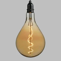 LOTTI - Suspension ampoule vintage à pile poire 16cm filament spirale en verre lotti