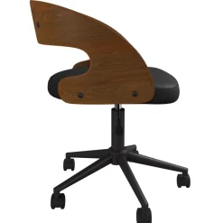 Louis - chaise de bureau pivotante en bois foncé et pu noir
