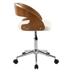 Louis - chaise de bureau pivotante en bois et pu blanc