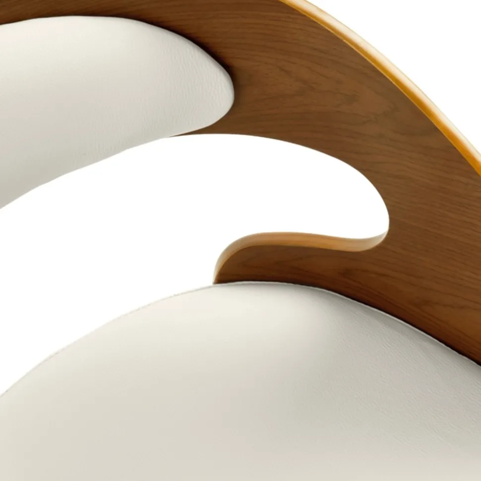 Louis - chaise de bureau pivotante en bois et pu blanc