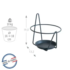 LOUIS MOULIN - Porte-pot avec soucoupe (mural) anthracite, pour pot 16-18 cm