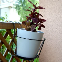 LOUIS MOULIN - Porte-pot avec soucoupe à accrocher anthracite, pour pot 20-22 cm