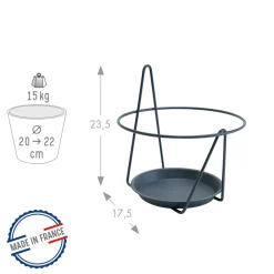 LOUIS MOULIN - Porte-pot avec soucoupe (mural) anthracite, pour pot 20-22 cm