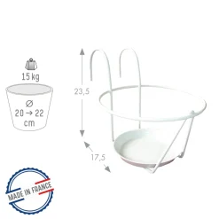LOUIS MOULIN - Porte-pot avec soucoupe (à accrocher) blanc, pour pot 20-22 cm