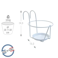 LOUIS MOULIN - Porte-pot avec soucoupe (à accrocher) blanc, pour pot 16-18 cm