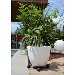 LOUIS MOULIN - Support poterie extensible avec 4 roulettes, métal anthracite 34-51cm