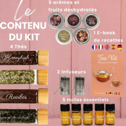 LOUISE & GASTON - Kit thé infusion préparation et dégustation - Honeybush, Rooibos, Vert Sancha, Maté - Infuseur inclus - Coffret cadeau thé DIY