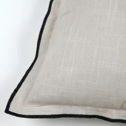 LOVELY CASA - Lovely casa - coussin coton volant plat feston noir