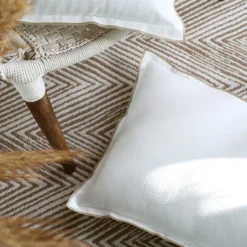 LOVELY CASA - Lovely casa - coussin volant plat feston noir coton