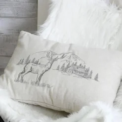 LOVELY CASA - Lovely casa - coussin rectangulaire cerf esprit chalet brodé