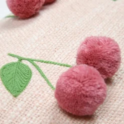 LOVELY CASA - Lovely casa - coussin avec cerises en relief pompons