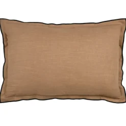 LOVELY CASA - Lovely casa - coussin volant plat feston noir coton