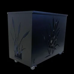 LP DESIGN - Coffre à bûches sur roulettes acier peint noir h 64cm