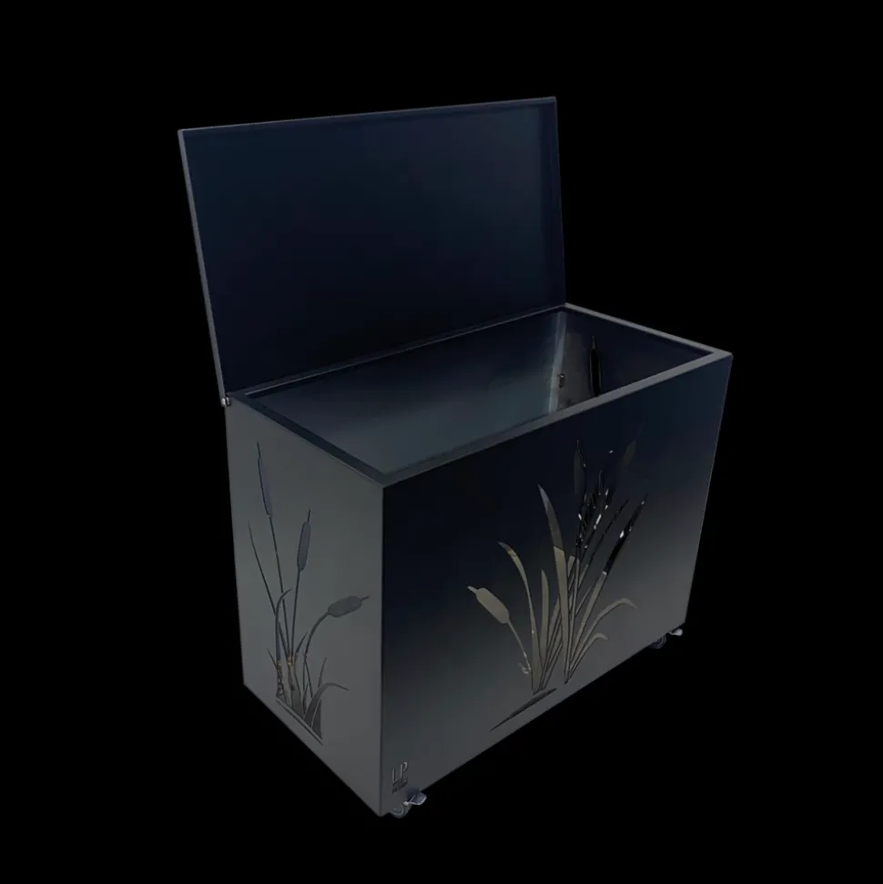 LP DESIGN - Coffre à bûches sur roulettes acier peint noir h 64cm