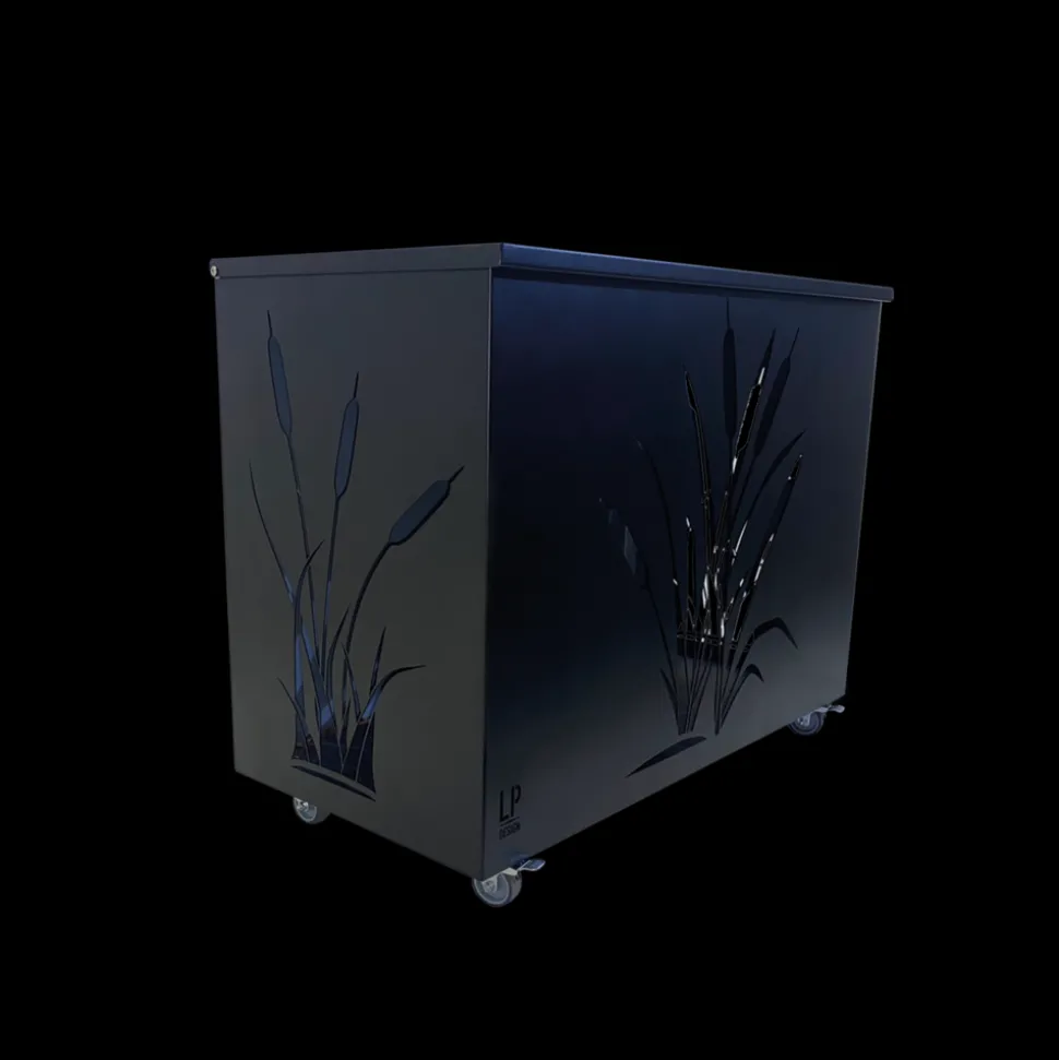 LP DESIGN - Coffre à bûches sur roulettes acier peint noir h 64cm