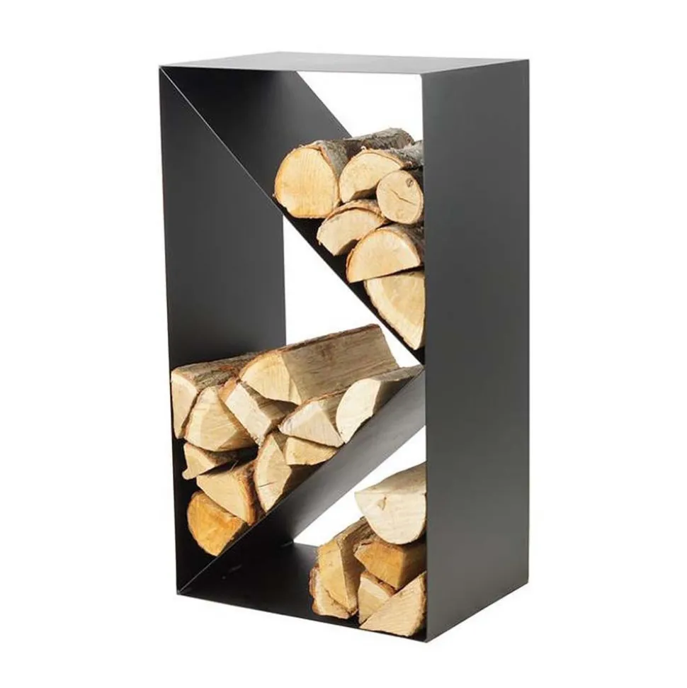 MAGNUS - Porte-bûches design 3 compartiments en acier lodz