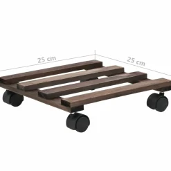 MAISON EXCLUSIVE - Support roulant à plantes bois de cèdre 4 pcs 25 x 25 cm