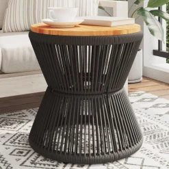 MAISON EXCLUSIVE - Table basse avec base en fil de fer noir bois d'acacia massif