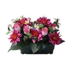 MARICHAL - Jardinière de 26 rose/dahlia/orchidee, H27cm - L30cm (2,5kg)