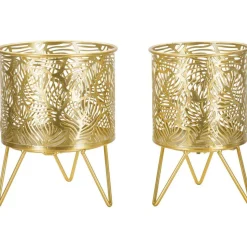 MAURO FERRETTI - Set de 2 cache-pots en métal doré naty