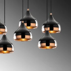 Maya - suspension filaire noire et cuivrée 7 lampes