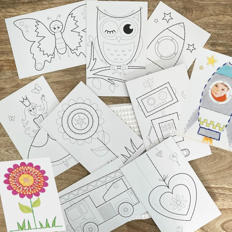 MES COURSES EN VRAC - Cartes à coudre blanches - 8 design