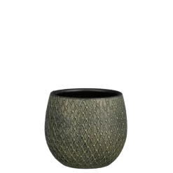 MICA - Cache-pot Madeira, en terre cuite, coloris vert - H.18xD.18cm